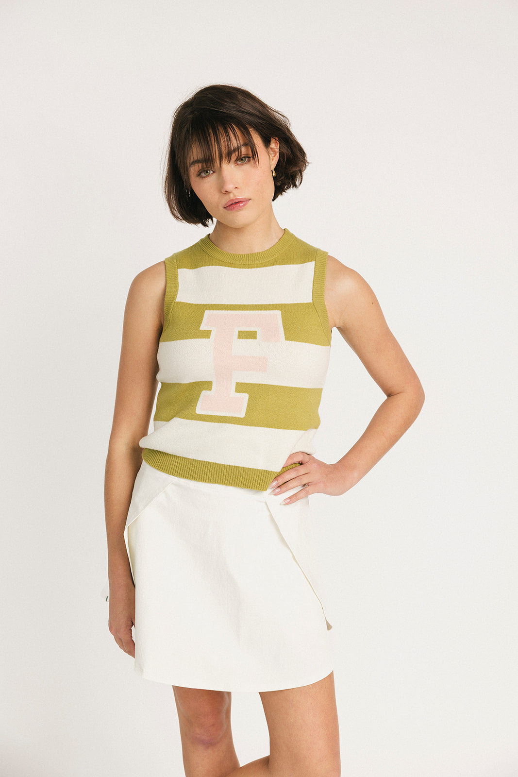 Sailor Sweater Vest - Avo/Sugar Stripes